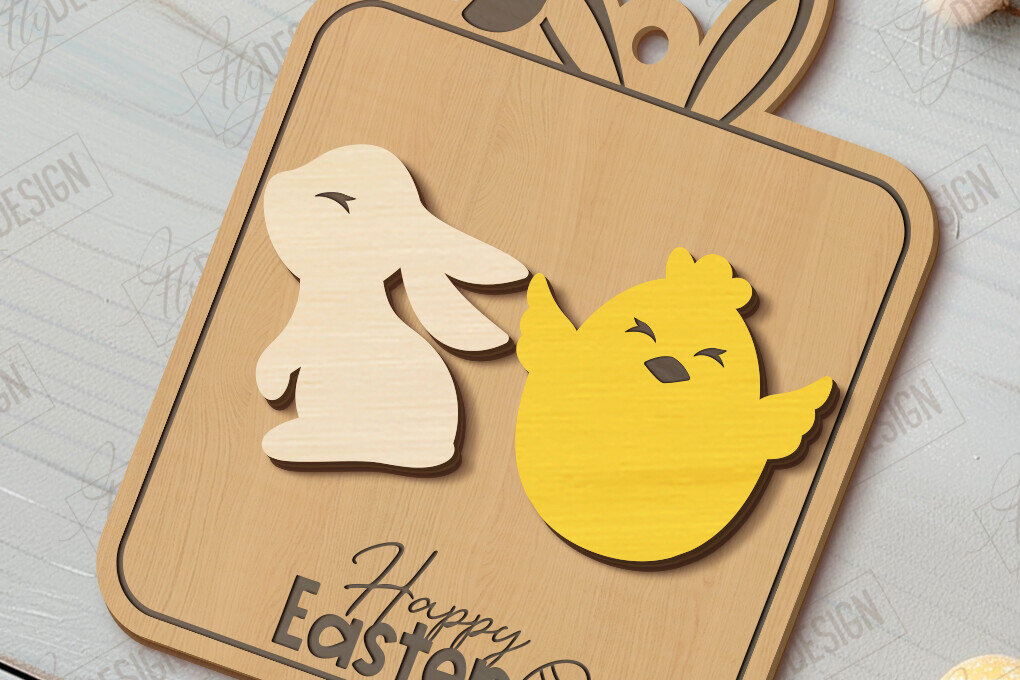 Σετ των 3 Intra απο ξύλο plywood 3mm-4mm πάχος - Πασχαλινά Σκουλαρίκια | Ανοιξιάτικο Σχέδιο |Διακοπές Δίασταση 3x3 cm INTRAFABR-117482606