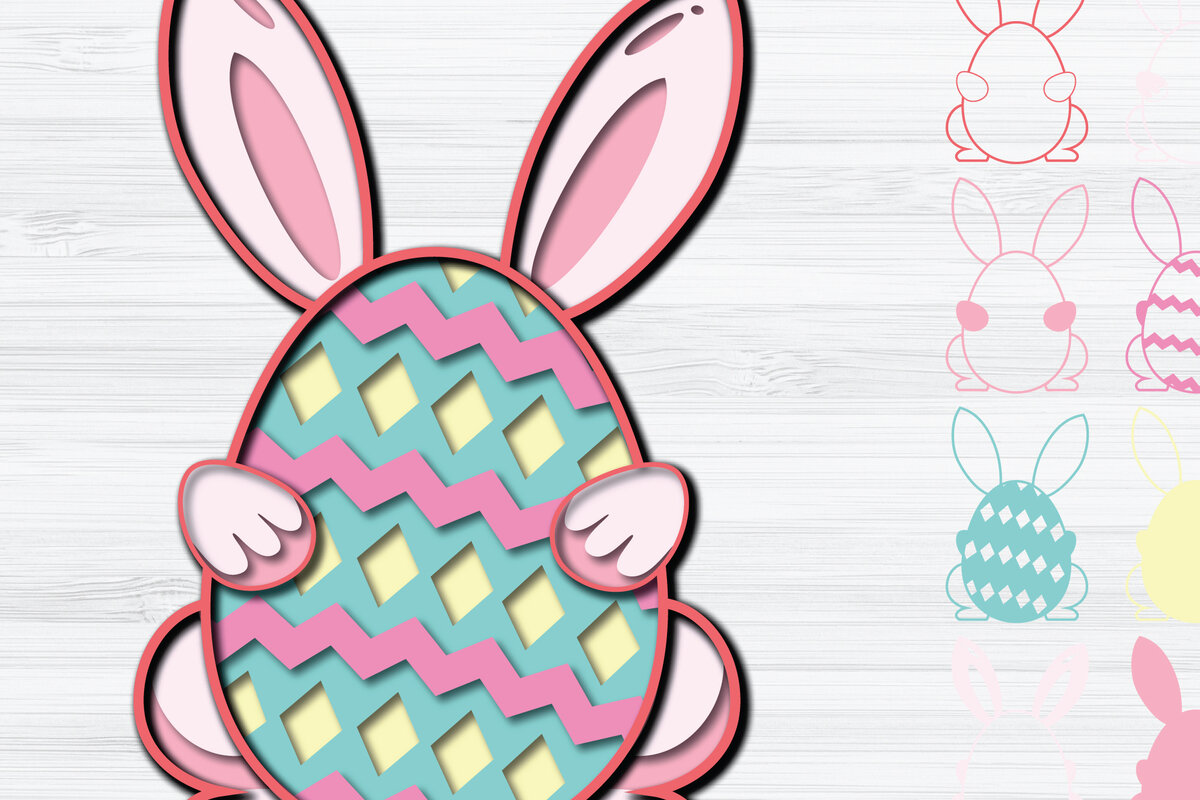 Σετ των 2 Intra απο ξύλο plywood 3mm-4mm πάχος - Πασχαλινό αυγό 3D Paper Cut   Δίασταση 1200x1200 cm INTRAFABR-27267924