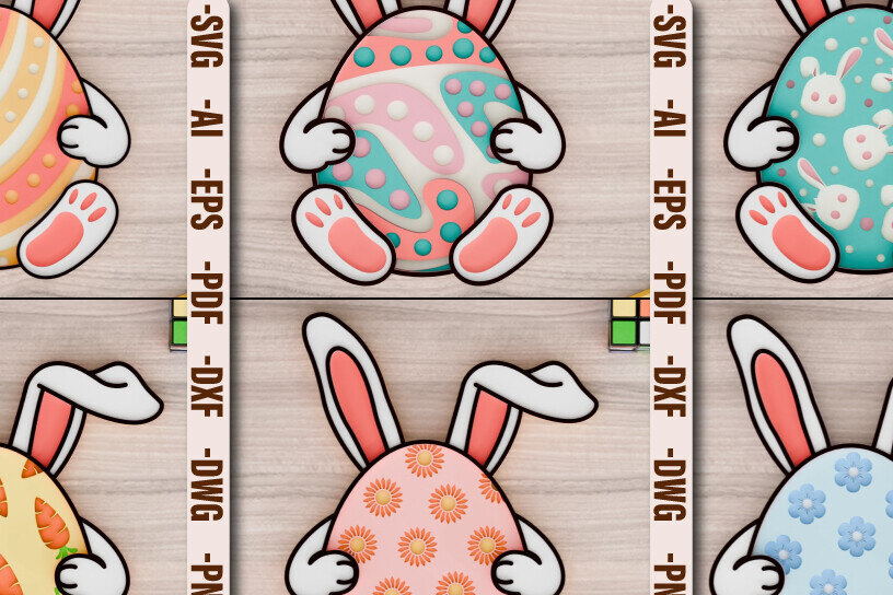 Σετ των 2 Intra απο ξύλο plywood 3mm-4mm πάχος - Πασχαλινό Αυγό 3d  Laser Crafting BNDLE Δίασταση 20x25 cm INTRAFABR-92632121