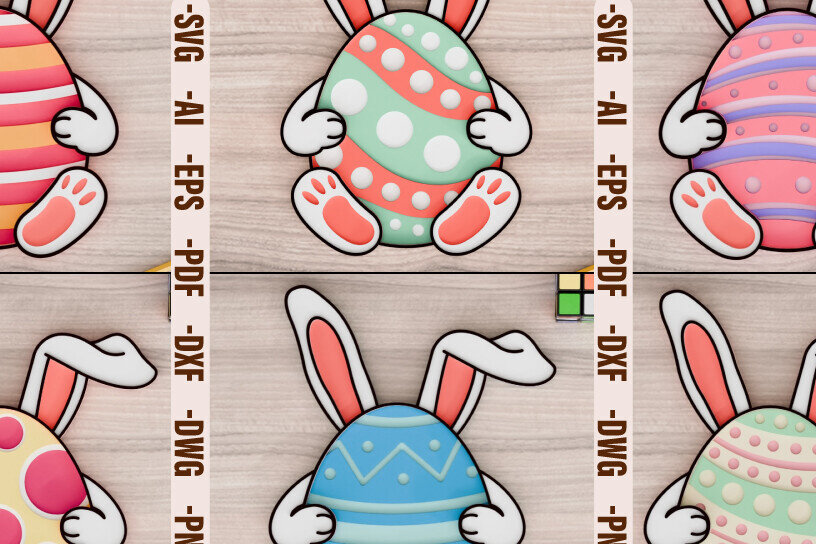 Σετ των 2 Intra απο ξύλο plywood 3mm-4mm πάχος - Πασχαλινό Αυγό 3d  Laser Crafting BNDLE Δίασταση 20x25 cm INTRAFABR-92631876