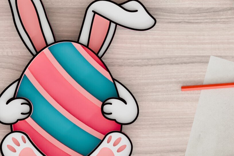 Σετ των 2 Intra απο ξύλο plywood 3mm-4mm πάχος -  3d  Laser Crafting Easter Egg Δίασταση 20x25 cm INTRAFABR-92506751