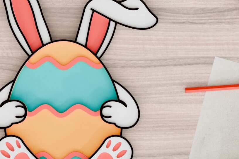 Σετ των 2 Intra απο ξύλο plywood 3mm-4mm πάχος -  3d  Laser Crafting Easter Egg Δίασταση 20x25 cm INTRAFABR-92506788