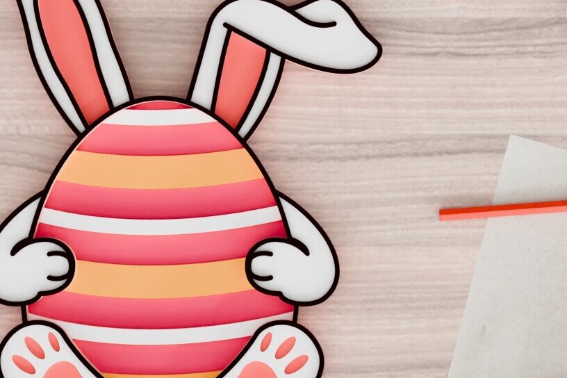 Σετ των 2 Intra απο ξύλο plywood 3mm-4mm πάχος -  3d  Laser Crafting Easter Egg Δίασταση 20x25 cm INTRAFABR-92506843