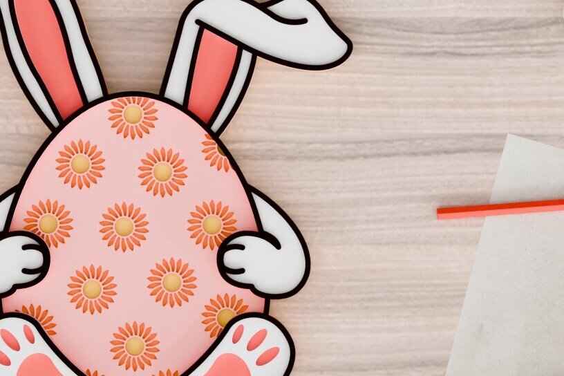 Σετ των 2 Intra απο ξύλο plywood 3mm-4mm πάχος -  3d  Laser Crafting Easter Egg Δίασταση 20x25 cm INTRAFABR-92587388