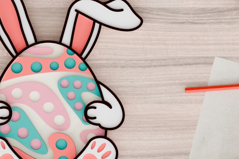 Σετ των 2 Intra απο ξύλο plywood 3mm-4mm πάχος -  3d  Laser Crafting Easter Egg Δίασταση 20x25 cm INTRAFABR-92587396