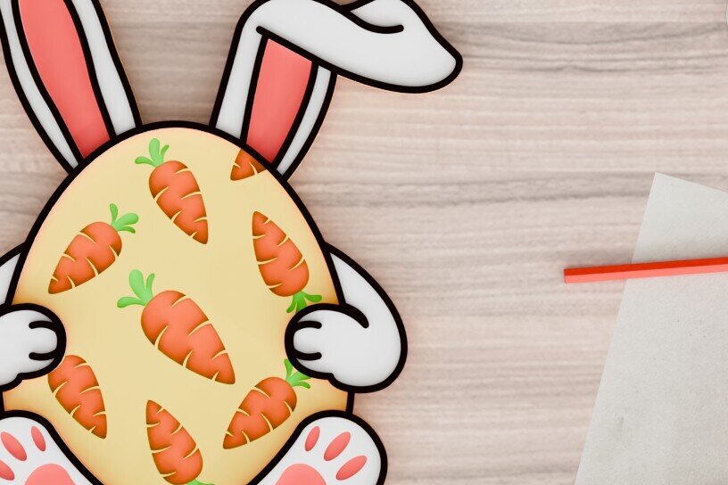 Σετ των 2 Intra απο ξύλο plywood 3mm-4mm πάχος -  3d  Laser Crafting Easter Egg Δίασταση 20x25 cm INTRAFABR-92587582