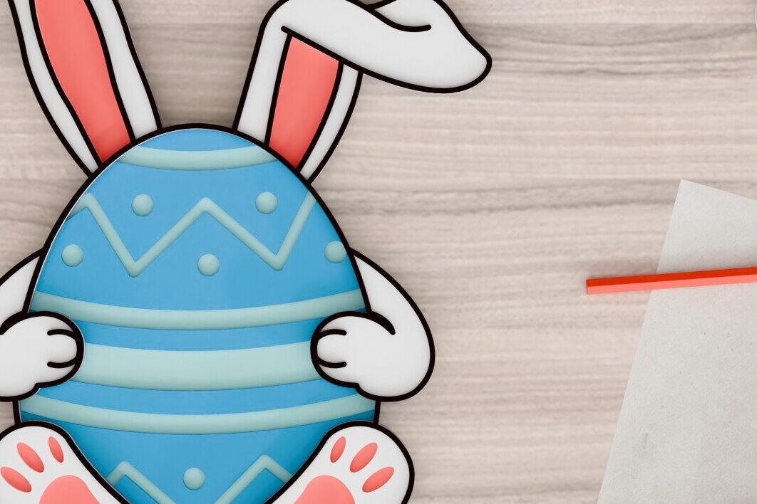 Σετ των 2 Intra απο ξύλο plywood 3mm-4mm πάχος -  3d  Laser Crafting Easter Egg Δίασταση 20x25 cm INTRAFABR-92358661