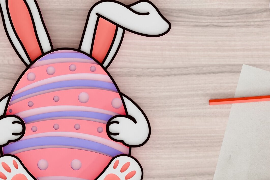 Σετ των 2 Intra απο ξύλο plywood 3mm-4mm πάχος -  3d  Laser Crafting Easter Egg Δίασταση 20x25 cm INTRAFABR-92358706