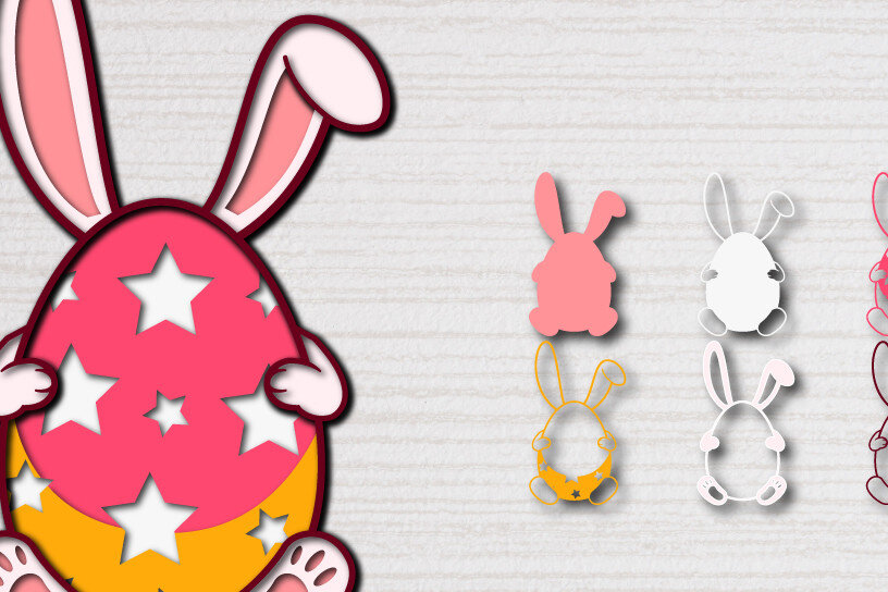 Σετ των 2 Intra απο ξύλο plywood 3mm-4mm πάχος - Πασχαλινό αυγό 3D  Χαρτί κοπής Πολυστρωματικό Δίασταση 15x15 cm INTRAFABR-60551261