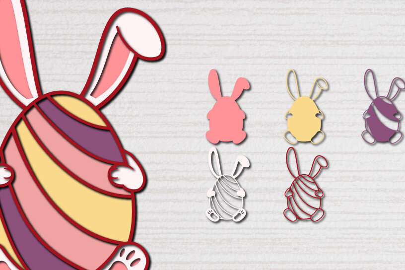 Σετ των 2 Intra απο ξύλο plywood 3mm-4mm πάχος - Πασχαλινό αυγό 3D  Χαρτί κοπής Πολυστρωματικό Δίασταση 15x15 cm INTRAFABR-60617132