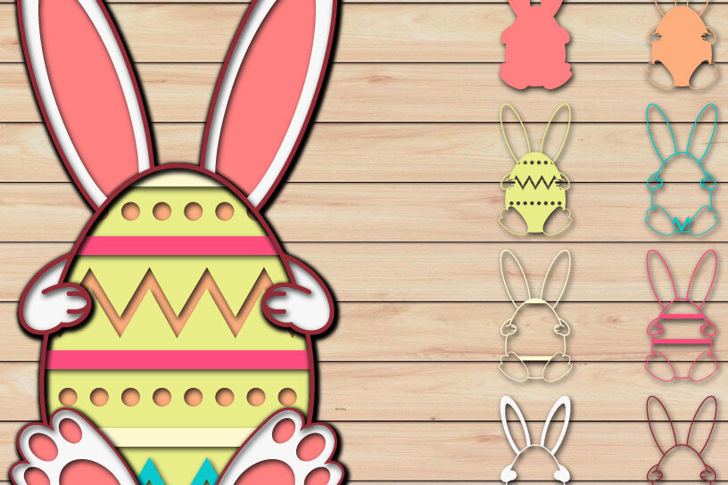 Σετ των 2 Intra απο ξύλο plywood 3mm-4mm πάχος - Πασχαλινό αυγό 3D  Χαρτί κοπής Πολυστρωματικό Δίασταση 15x15 cm INTRAFABR-65486163