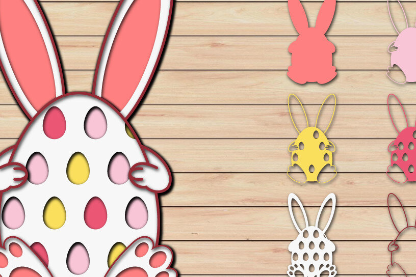 Σετ των 2 Intra απο ξύλο plywood 3mm-4mm πάχος - Πασχαλινό αυγό 3D  Χαρτί κοπής Πολυστρωματικό Δίασταση 15x15 cm INTRAFABR-65486307