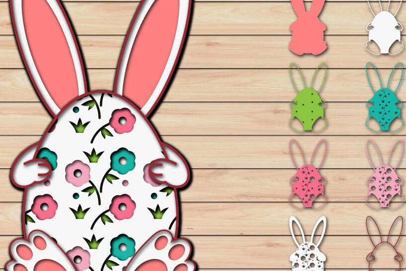 Σετ των 2 Intra απο ξύλο plywood 3mm-4mm πάχος - Πασχαλινό αυγό 3D  Χαρτί κοπής Πολυστρωματικό Δίασταση 15x15 cm INTRAFABR-65486724