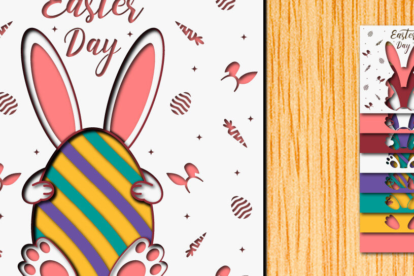 Σετ των 2 Intra απο ξύλο plywood 3mm-4mm πάχος - Πασχαλινό αυγό 3D  Χαρτί κοπής Πολυστρωματικό Δίασταση 15x15 cm INTRAFABR-65895782