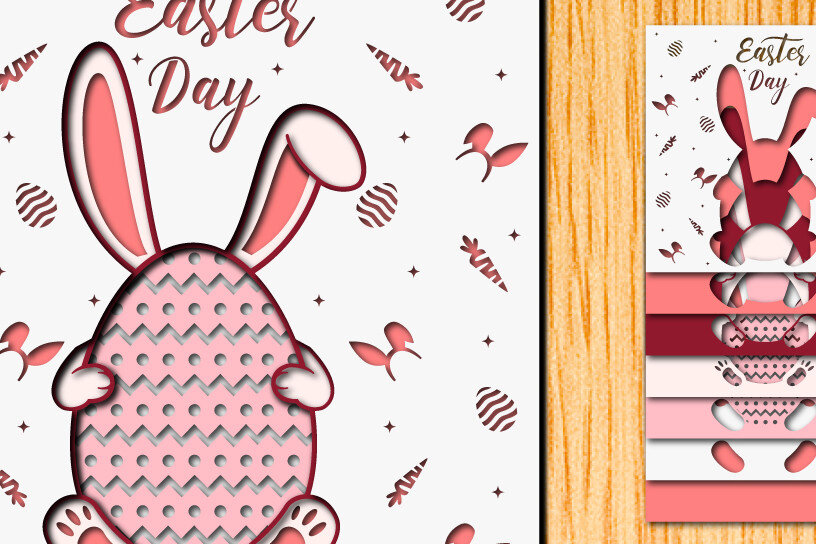 Σετ των 2 Intra απο ξύλο plywood 3mm-4mm πάχος - Πασχαλινό αυγό 3D  Χαρτί κοπής Πολυστρωματικό Δίασταση 15x15 cm INTRAFABR-65896352