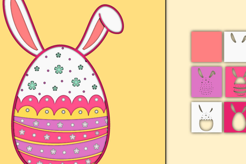 Σετ των 2 Intra απο ξύλο plywood 3mm-4mm πάχος - Πασχαλινό αυγό 3D  Χαρτί κοπής Πολυστρωματικό Δίασταση 15x15 cm INTRAFABR-60245059