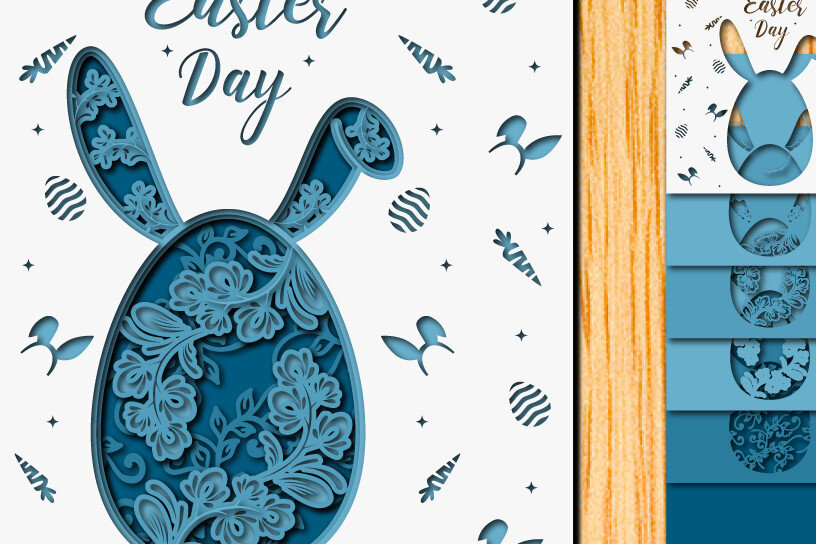 Σετ των 2 Intra απο ξύλο plywood 3mm-4mm πάχος - Πασχαλινό αυγό 3D  Χαρτί κοπής Πολυστρωματικό Δίασταση 15x15 cm INTRAFABR-65896876