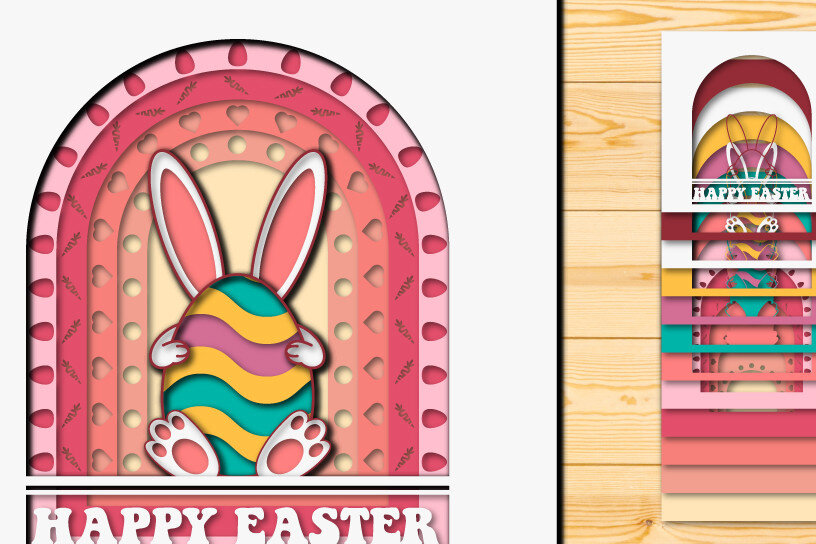 Σετ των 2 Intra απο ξύλο plywood 3mm-4mm πάχος - Πασχαλινό αυγό 3D  Χαρτί κοπής Πολυστρωματικό Δίασταση 15x15 cm INTRAFABR-66038453