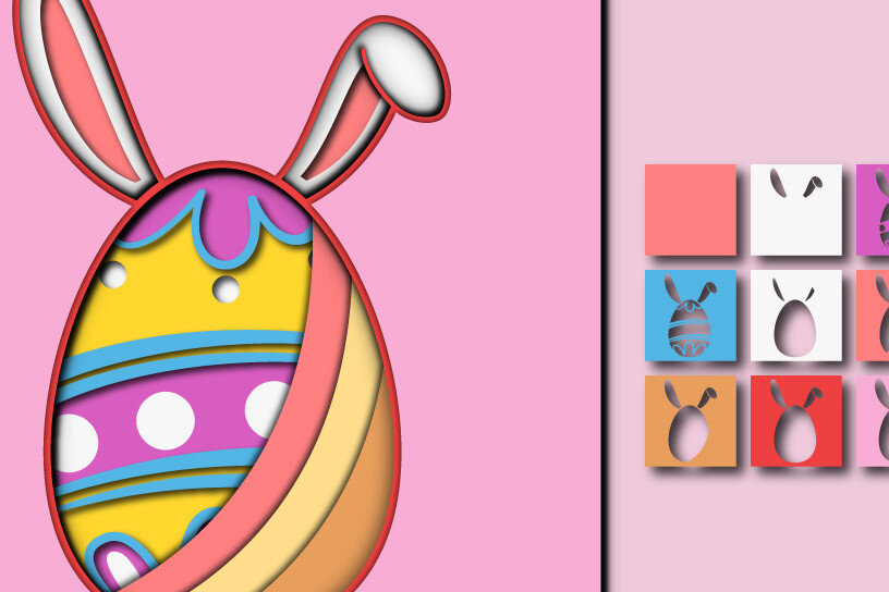 Σετ των 2 Intra απο ξύλο plywood 3mm-4mm πάχος - Πασχαλινό αυγό 3D  Χαρτί κοπής Πολυστρωματικό Δίασταση 15x15 cm INTRAFABR-60332789