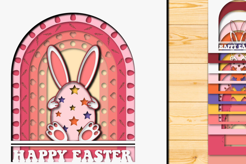 Σετ των 2 Intra απο ξύλο plywood 3mm-4mm πάχος - Πασχαλινό αυγό 3D  Χαρτί κοπής Πολυστρωματικό Δίασταση 15x15 cm INTRAFABR-66038605