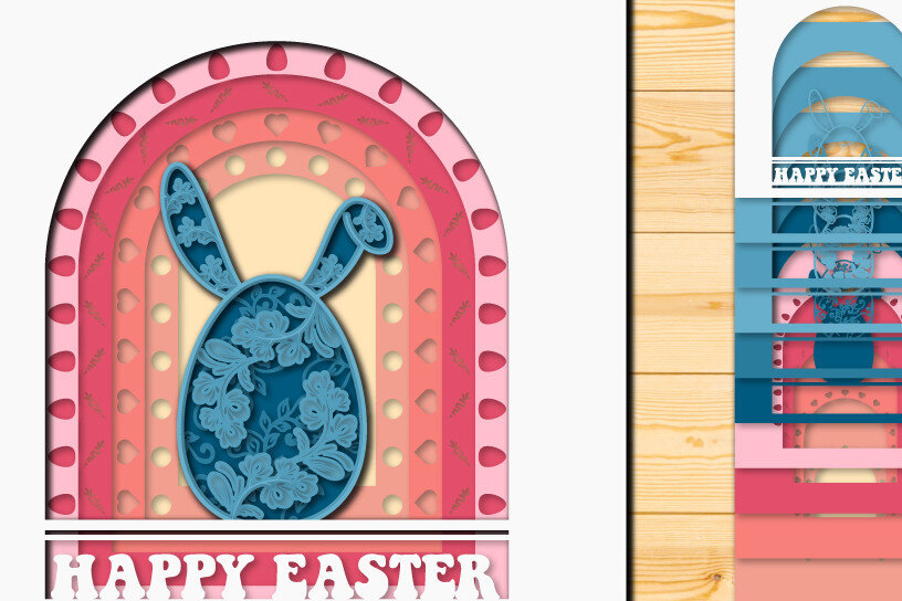 Σετ των 2 Intra απο ξύλο plywood 3mm-4mm πάχος - Πασχαλινό αυγό 3D  Χαρτί κοπής Πολυστρωματικό Δίασταση 15x15 cm INTRAFABR-66044170