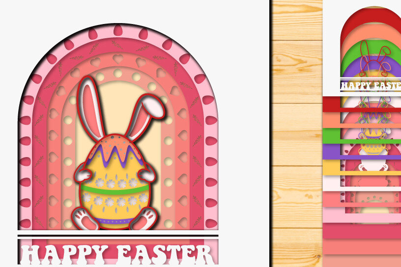 Σετ των 2 Intra απο ξύλο plywood 3mm-4mm πάχος - Πασχαλινό αυγό 3D  Χαρτί κοπής Πολυστρωματικό Δίασταση 15x15 cm INTRAFABR-66044566