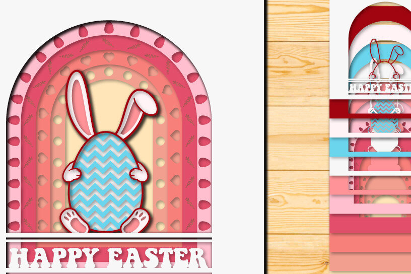 Σετ των 2 Intra απο ξύλο plywood 3mm-4mm πάχος - Πασχαλινό αυγό 3D  Χαρτί κοπής Πολυστρωματικό Δίασταση 15x15 cm INTRAFABR-66046447