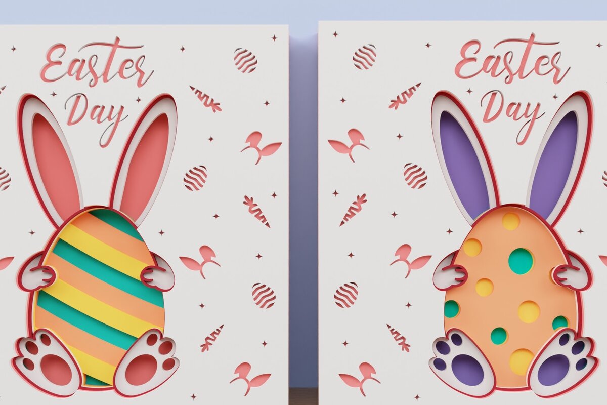 Σετ των 2 Intra απο ξύλο plywood 3mm-4mm πάχος - Πασχαλινό αυγό 3D  Χαρτί κοπής Πολυστρωματικό Δίασταση 15x15 cm INTRAFABR-66503703