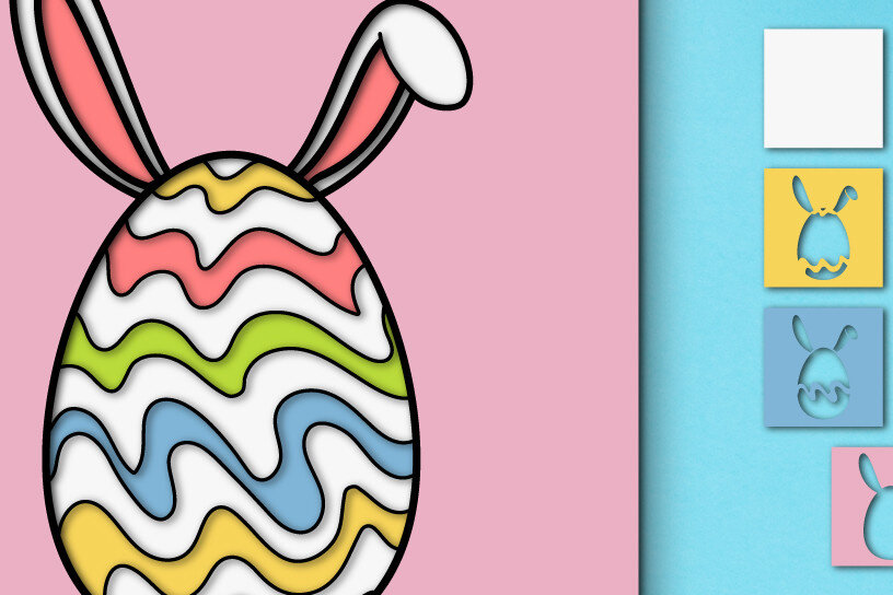 Σετ των 2 Intra απο ξύλο plywood 3mm-4mm πάχος - Πασχαλινό αυγό 3D  Χαρτί κοπής Πολυστρωματικό Δίασταση 15x15 cm INTRAFABR-60244696