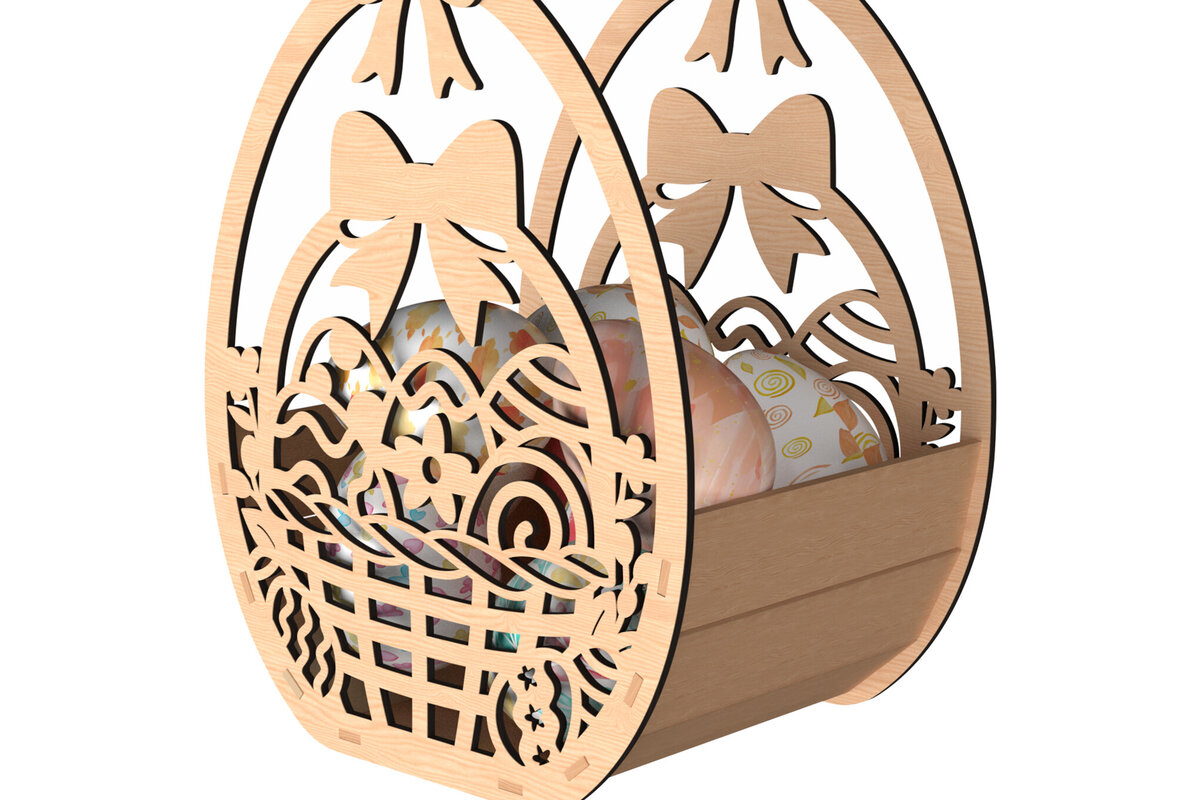 Intra απο ξύλο plywood 3mm-4mm πάχος - Πασχαλινό καλάθι με λέιζερ κοπή Δίασταση 30x20 cm INTRAFABR-116206943