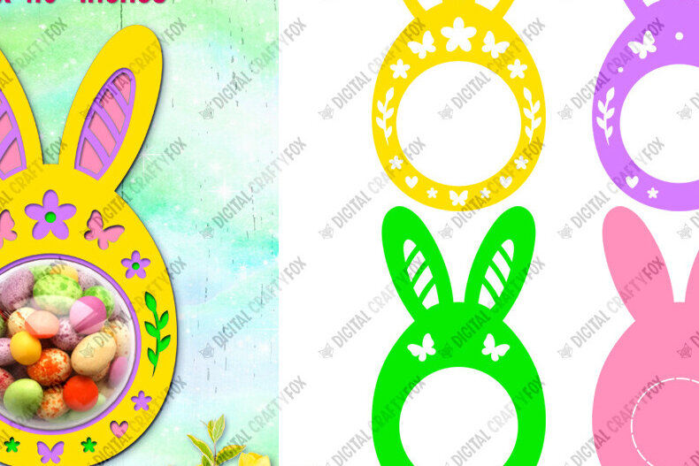 Σετ των 2 Intra απο ξύλο plywood 3mm-4mm πάχος - Πασχαλινό αυγό Bunny Ears Θόλος Καραμέλας Δίασταση 15x15 cm INTRAFABR-88443829