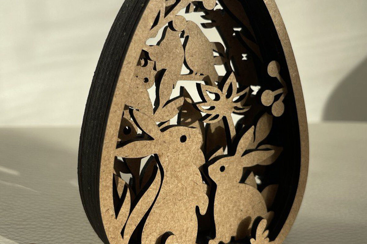 Σετ των 3 Intra απο ξύλο plywood 3mm-4mm πάχος - Διακοσμητικό πρότυπο πασχαλινών αυγών Δίασταση 4x5 cm INTRAFABR-115598219