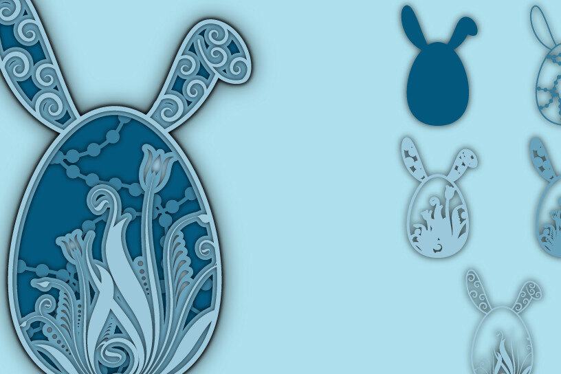 Σετ των 2 Intra απο ξύλο plywood 3mm-4mm πάχος - Πασχαλινό αυγό λουλουδάτο σχέδιο  Χαρτί κοπής Δίασταση 15x15 cm INTRAFABR-60428004