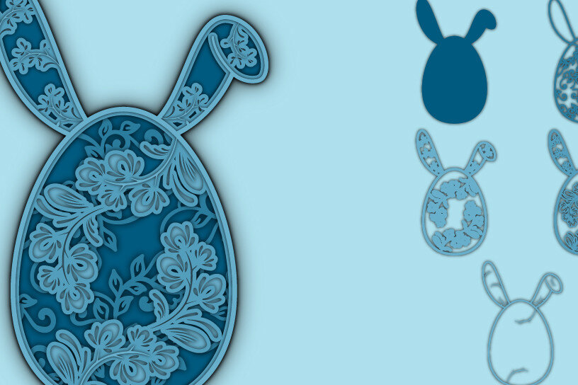 Σετ των 3 Intra απο ξύλο plywood 3mm-4mm πάχος - Πασχαλινό αυγό λουλουδάτο σχέδιο  Χαρτί κοπής Δίασταση 15x15 cm INTRAFABR-60428213