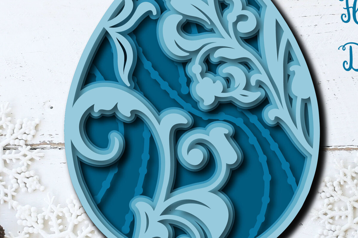 Σετ των 2 Intra απο ξύλο plywood 3mm-4mm πάχος - Πασχαλινό αυγό λουλουδάτο πολυστρωματικό κόψιμο με λέιζερ Δίασταση 15x15 cm INTRAFABR-27135881