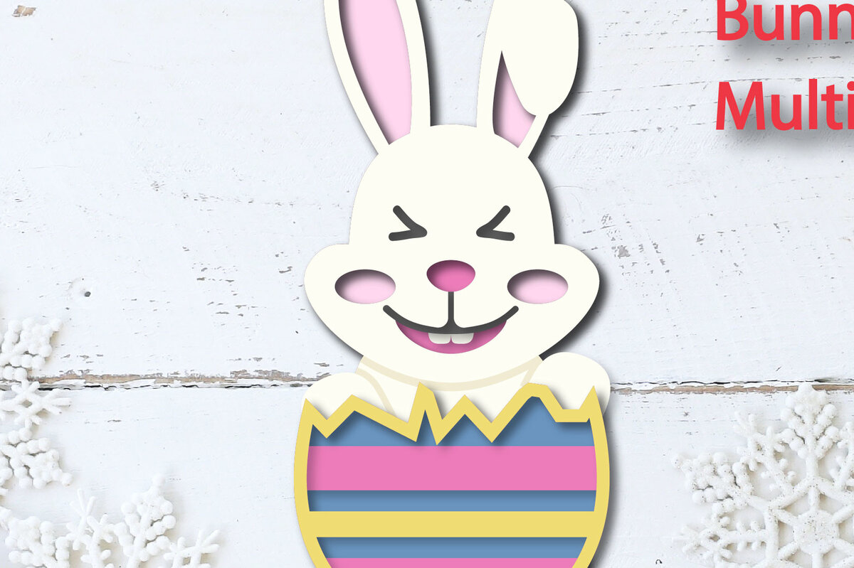 Σετ των 2 Intra απο ξύλο plywood 3mm-4mm πάχος - Πασχαλινό αυγό Funny Bunny Πολυστρωματική κοπή Δίασταση 15x15 cm INTRAFABR-26386188
