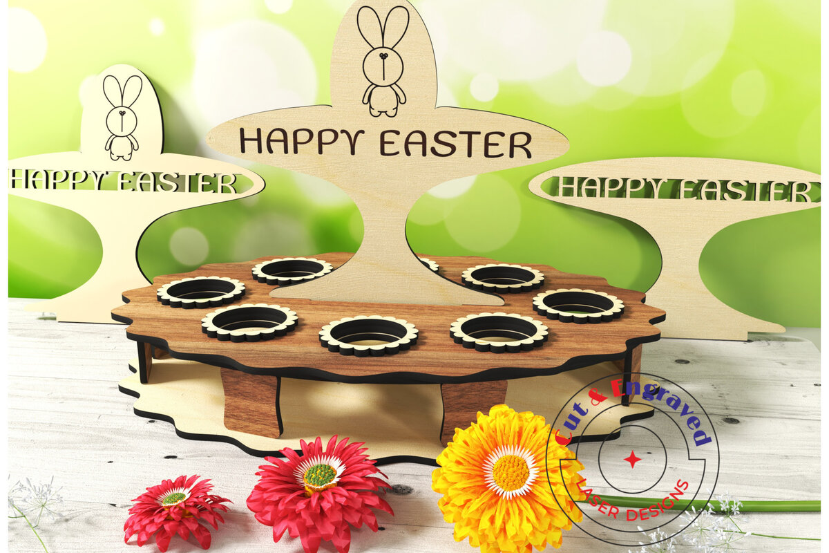 Σετ των 2 Intra απο ξύλο plywood 3mm-4mm πάχος - Πασχαλινή αυγοθήκη Δίασταση 15x15 cm INTRAFABR-26443220