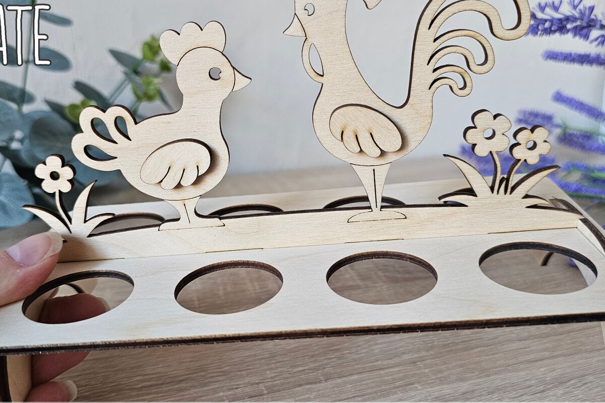 Σετ των 2 Intra απο ξύλο plywood 3mm-4mm πάχος - Πασχαλινή Αυγοθήκη , 8 Αυγοθήκη Δίασταση 15x15 cm INTRAFABR-116833794