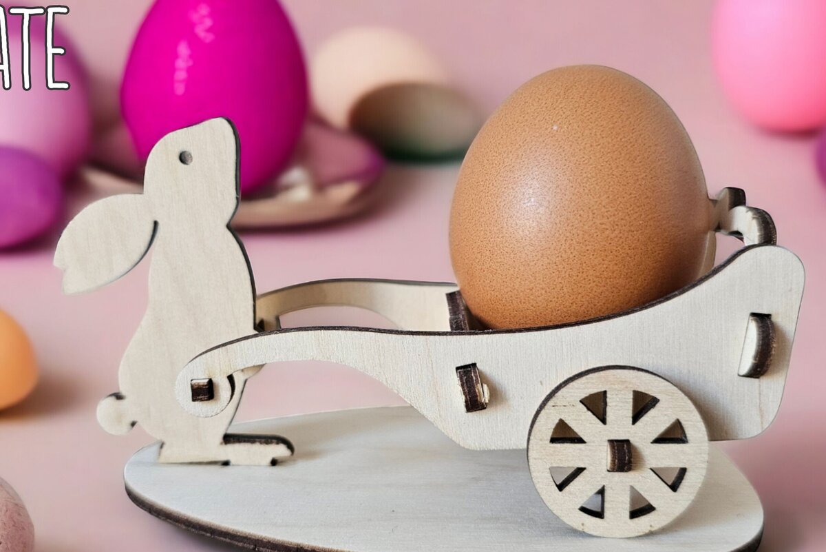 Σετ των 3 Intra απο ξύλο plywood 3mm-4mm πάχος - Πασχαλινή Αυγοθήκη , Κουνελάκι & Κόκορας Δίασταση 4x4 cm INTRAFABR-116833805