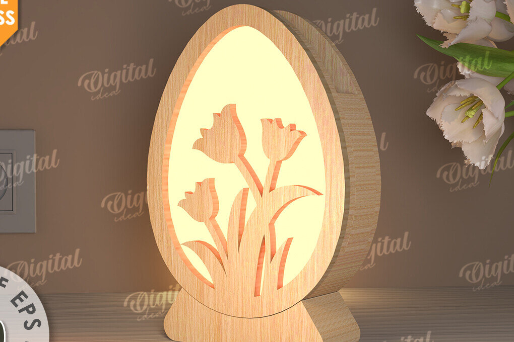 Intra απο ξύλο plywood 3mm-4mm πάχος - Πασχαλινό Φωτιστικό Αυγού LaserCut. Led Nightlight Δίασταση 15x15 cm INTRAFABR-115822882