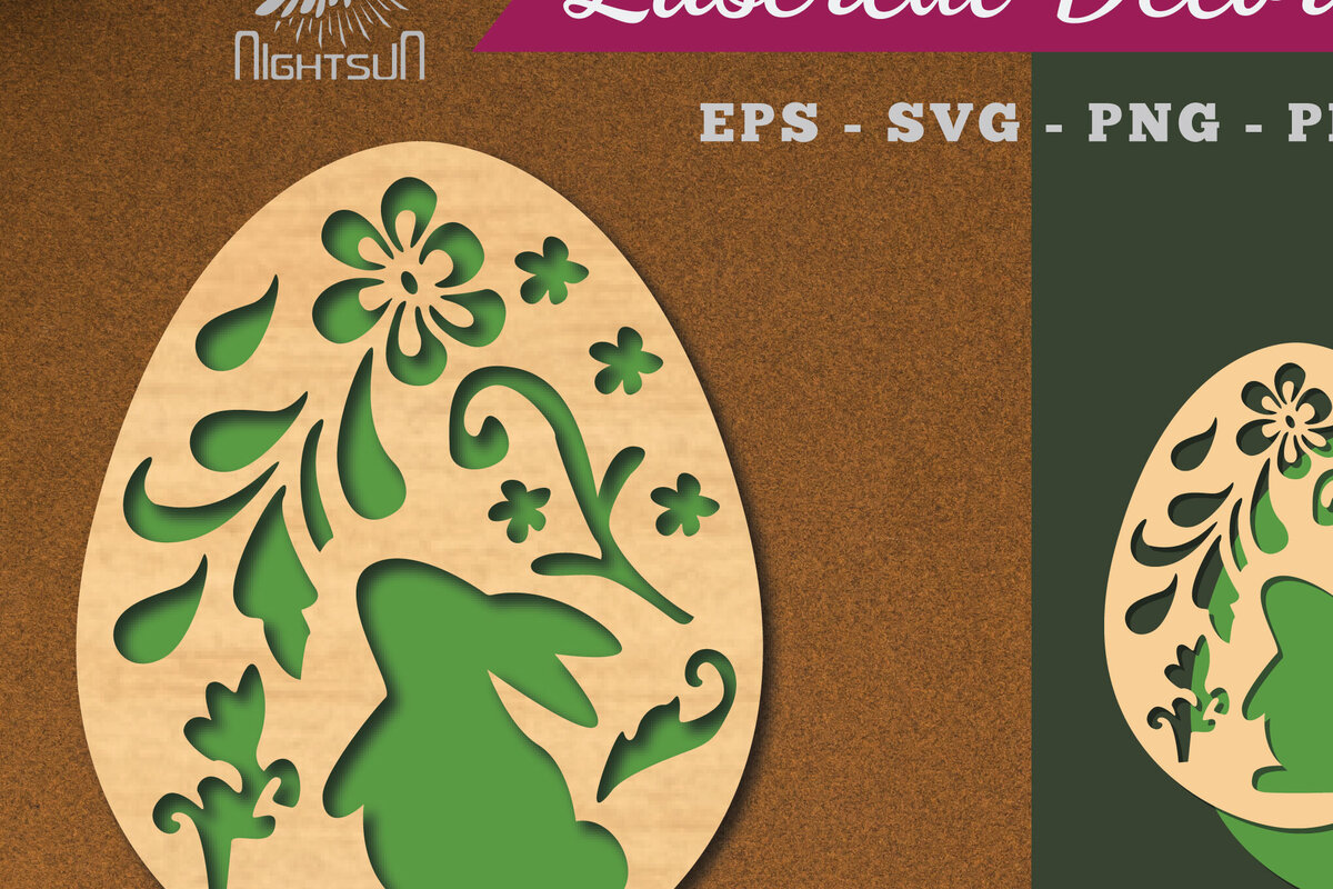 Σετ των 2 Intra απο ξύλο plywood 3mm-4mm πάχος - Διακόσμηση πασχαλινών αυγών κοπής με λέιζερ 2 Δίασταση 20x20 cm INTRAFABR-114792335