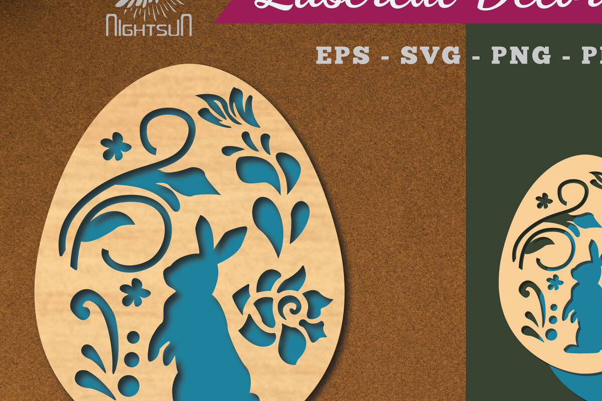 Σετ των 3 Intra απο ξύλο plywood 3mm-4mm πάχος - Διακόσμηση πασχαλινών αυγών κοπής με λέιζερ 3 Δίασταση 20x20 cm INTRAFABR-114792371