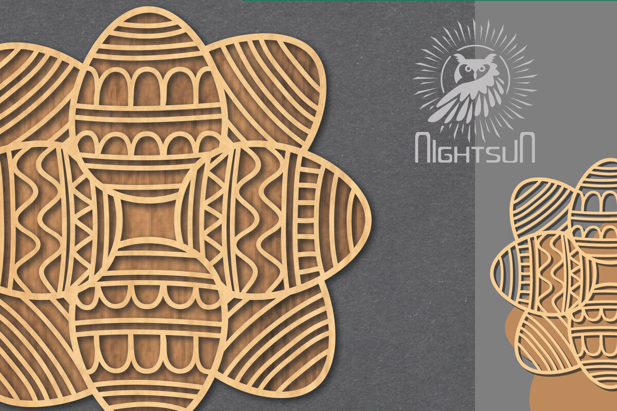 Σετ των 3 Intra απο ξύλο plywood 3mm-4mm πάχος - Διακόσμηση πασχαλινών αυγών κοπής με λέιζερ 6 Δίασταση 20x20 cm INTRAFABR-118736574