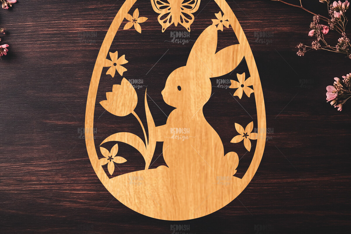 Σετ των 2 Intra απο ξύλο plywood 3mm-4mm πάχος -  κοπής με λέιζερ πασχαλινό αυγό Δίασταση 15x15 cm INTRAFABR-116667885