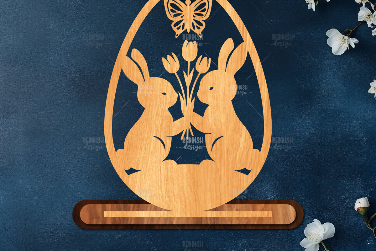 Σετ των 2 Intra απο ξύλο plywood 3mm-4mm πάχος - Στάση κοπής πασχαλινών αυγών με λέιζερ  Δίασταση 15x15 cm INTRAFABR-116905184