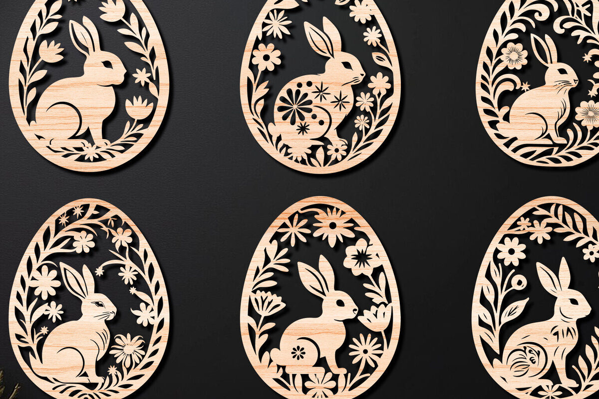 Σετ των 3 Intra απο ξύλο plywood 3mm-4mm πάχος - Πασχαλινό Αυγό LaserCut   Δίασταση 4x4 cm INTRAFABR-112390724