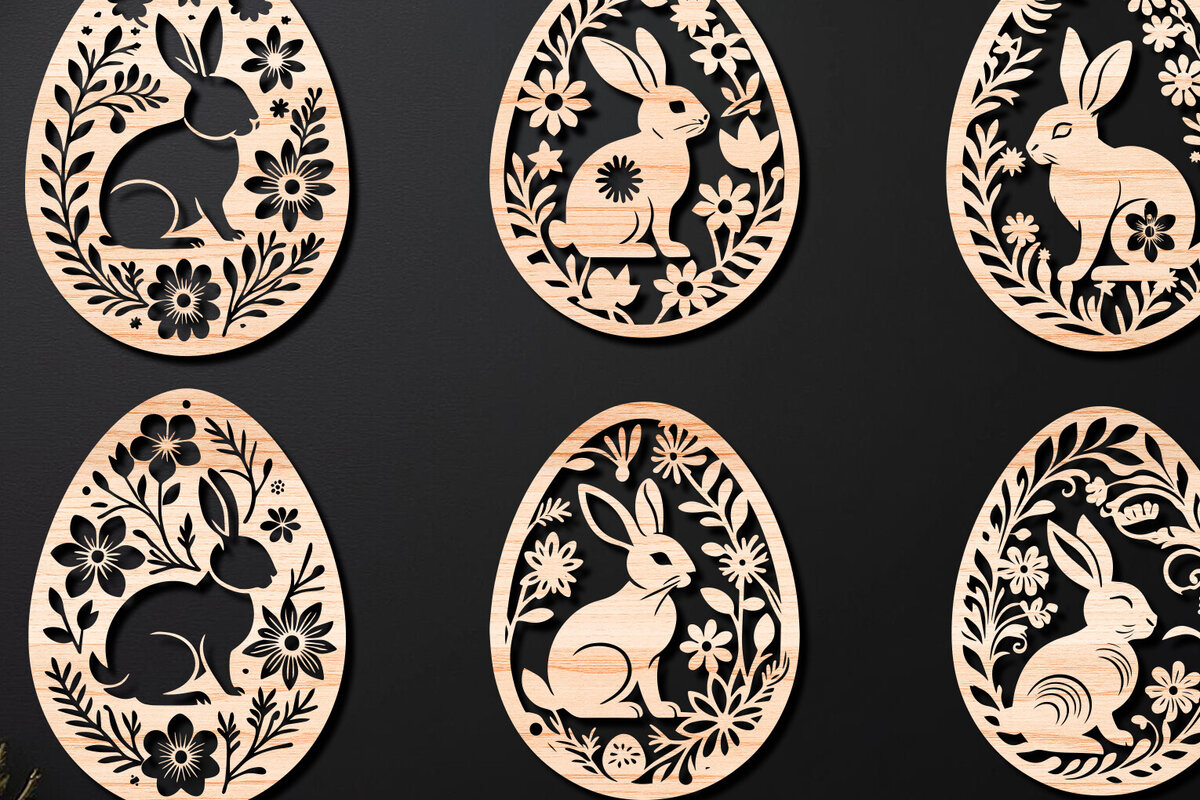 Σετ των 3 Intra απο ξύλο plywood 3mm-4mm πάχος - Πασχαλινό Αυγό LaserCut   Δίασταση 4x4 cm INTRAFABR-112390761