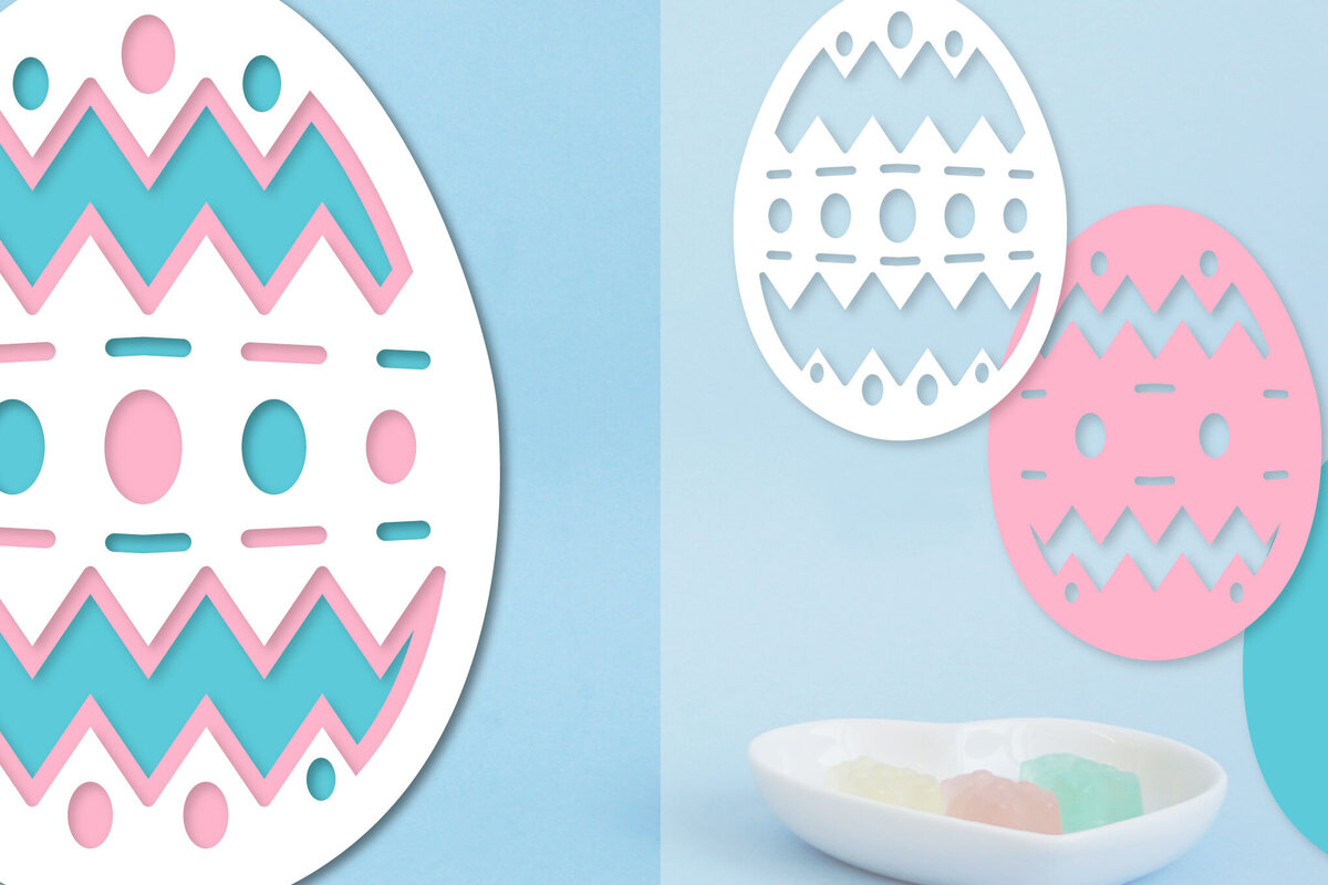 Σετ των 2 Intra απο ξύλο plywood 3mm-4mm πάχος - Πασχαλινό αυγό με στρώσεις Papercut  Δίασταση 15x15 cm INTRAFABR-91569667