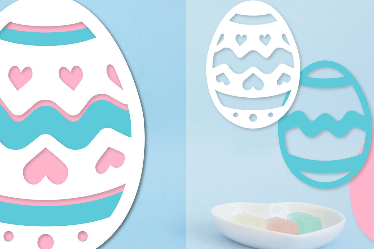 Σετ των 2 Intra απο ξύλο plywood 3mm-4mm πάχος - Πασχαλινό αυγό με στρώσεις Papercut  Δίασταση 15x15 cm INTRAFABR-91569690