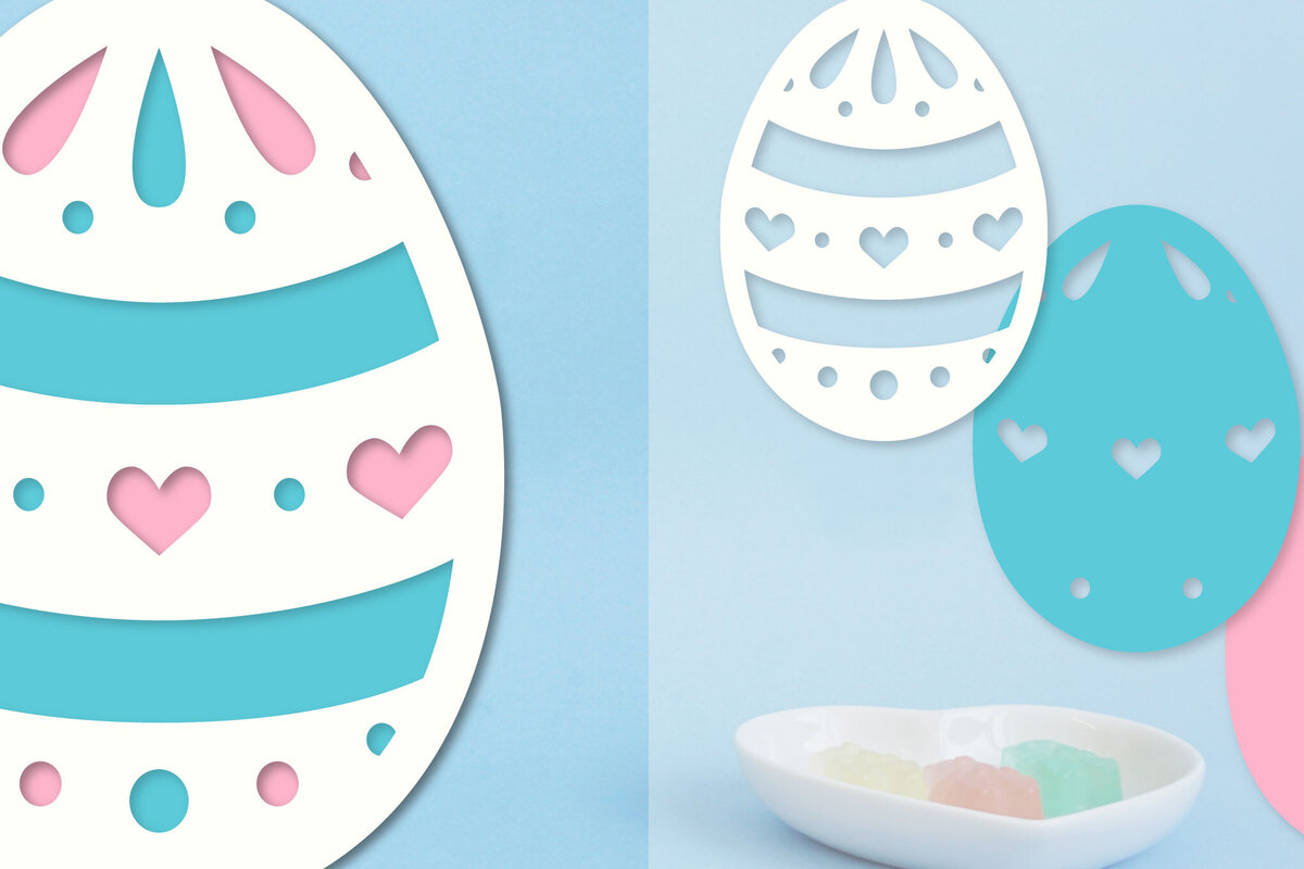 Σετ των 2 Intra απο ξύλο plywood 3mm-4mm πάχος - Πασχαλινό αυγό με στρώσεις Papercut  Δίασταση 15x15 cm INTRAFABR-91569715